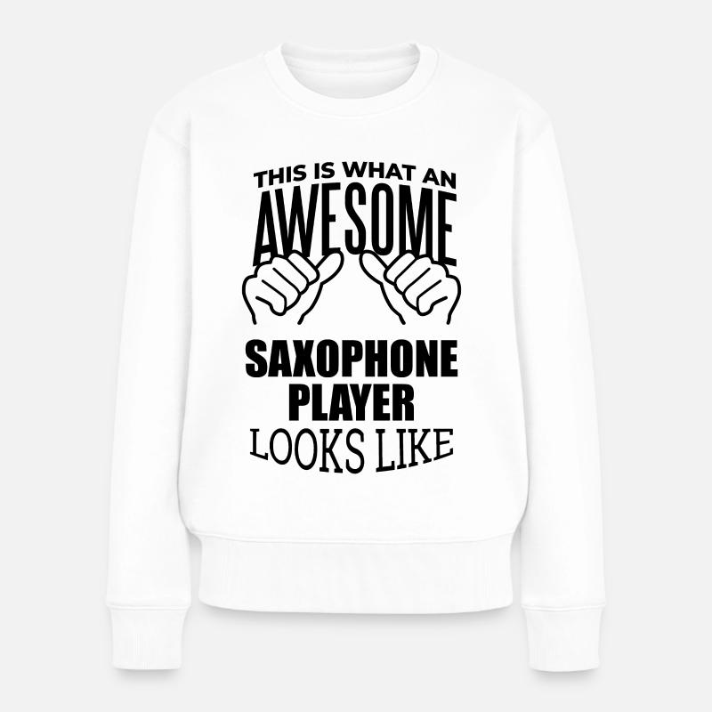 Saxophon - Frauen Premium Bio Pullover - Weiß