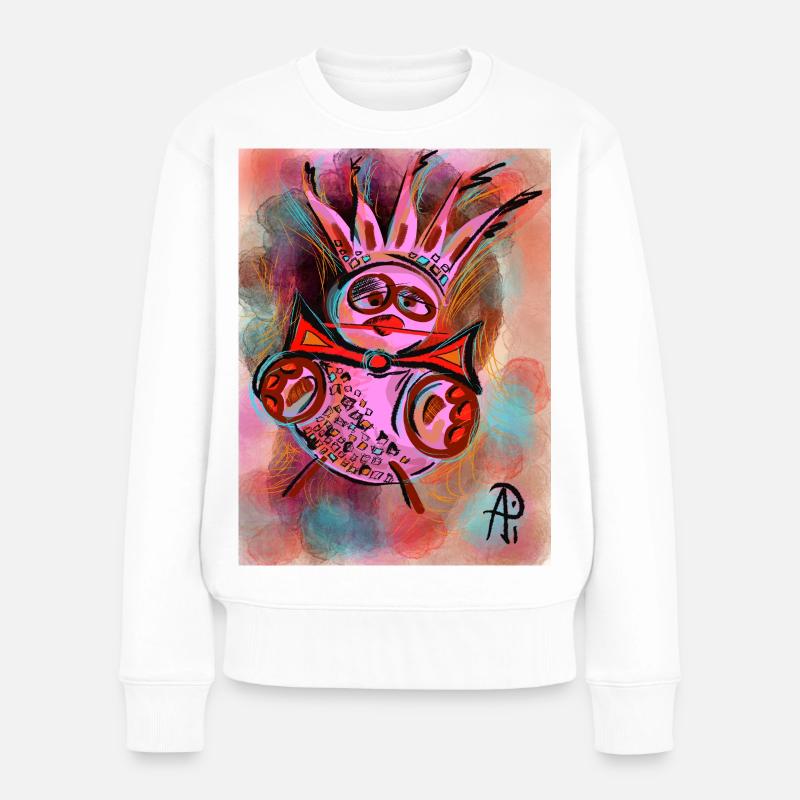 pink_piou_piou - Frauen Premium Bio Pullover - Weiß
