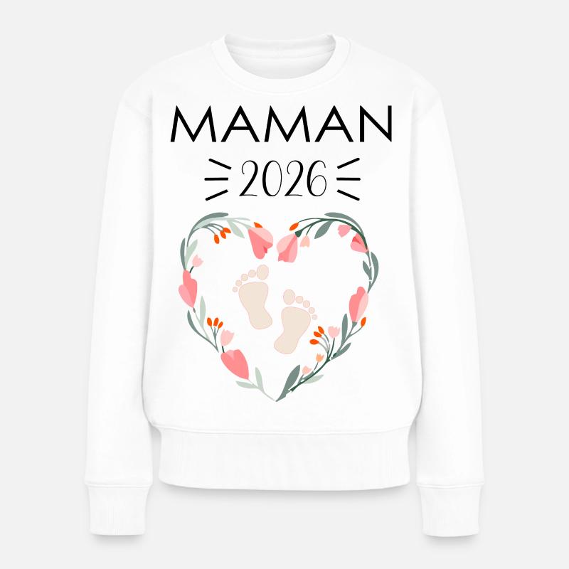 Werdende Mutter 2026 - Frauen Premium Bio Pullover - Weiß