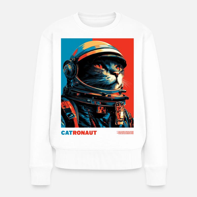 Katzenastronaut - Frauen Premium Bio Pullover - Weiß