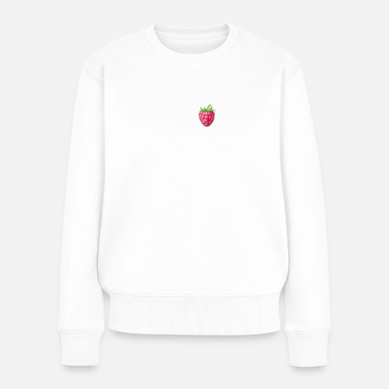Himbeere - Frauen Premium Bio Pullover - Weiß
