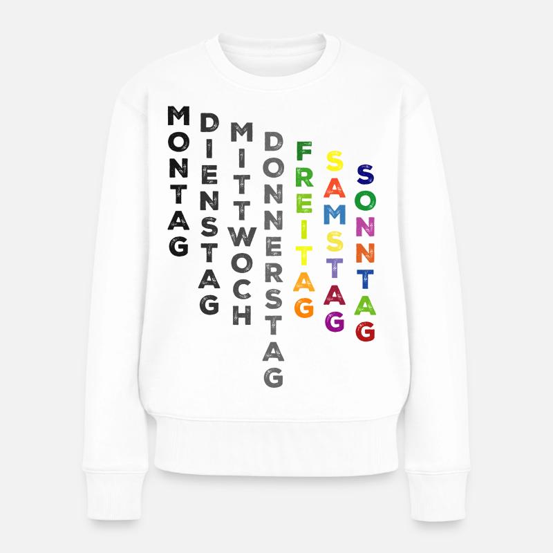 Die Woche , Freitag bis Sonntag - bunt - Frauen Premium Bio Pullover - Weiß