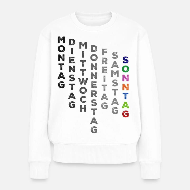 Die Woche Sonntag - bunt - Frauen Premium Bio Pullover - Weiß