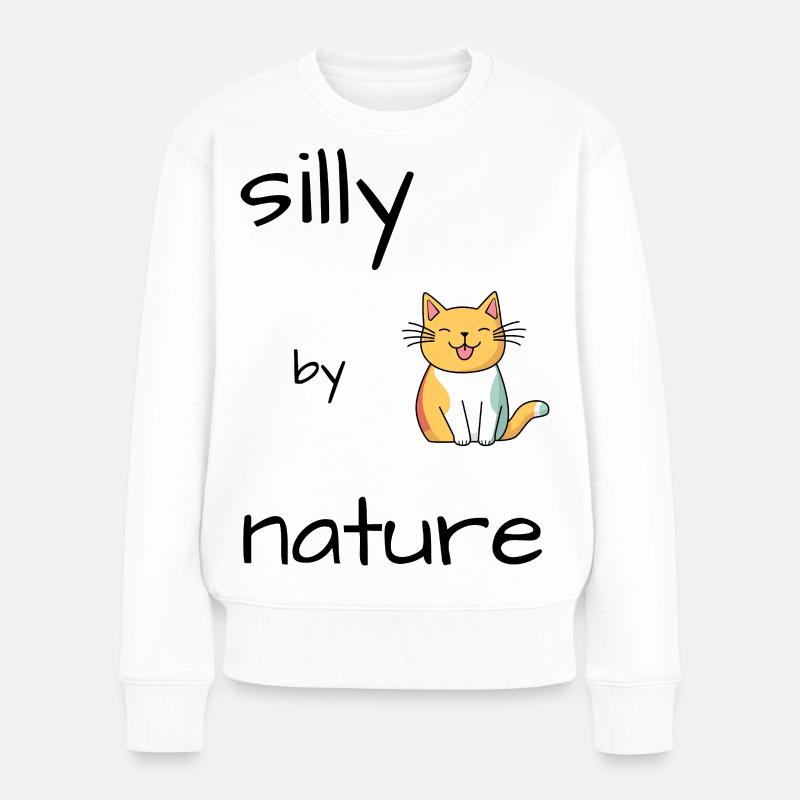 Silly Katze - Frauen Premium Bio Pullover - Weiß