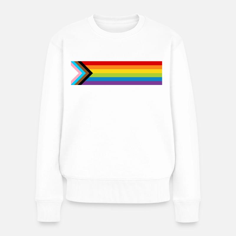 LGBTQ+ Pride Flag Neue Regenbogen Progress Flagge - Frauen Premium Bio Pullover - Weiß