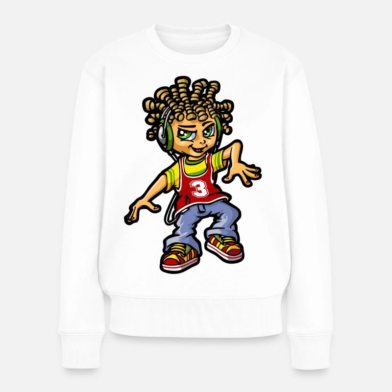 bboy und Dreads - Frauen Premium Bio Pullover - Weiß