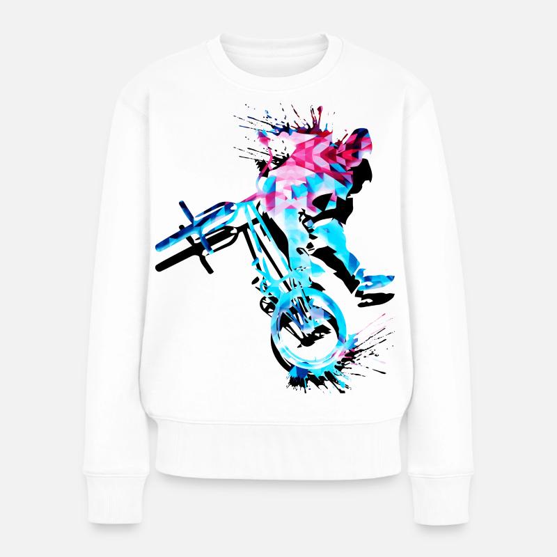 BMX vélo | Couleur | BMX coloré | Idée de cadeau - Pull Premium bio Femme - blanc