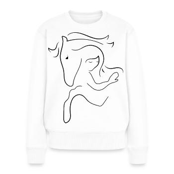 Pferd - Frauen Premium Bio Pullover - Weiß - Vorne - Julia (174cm)
