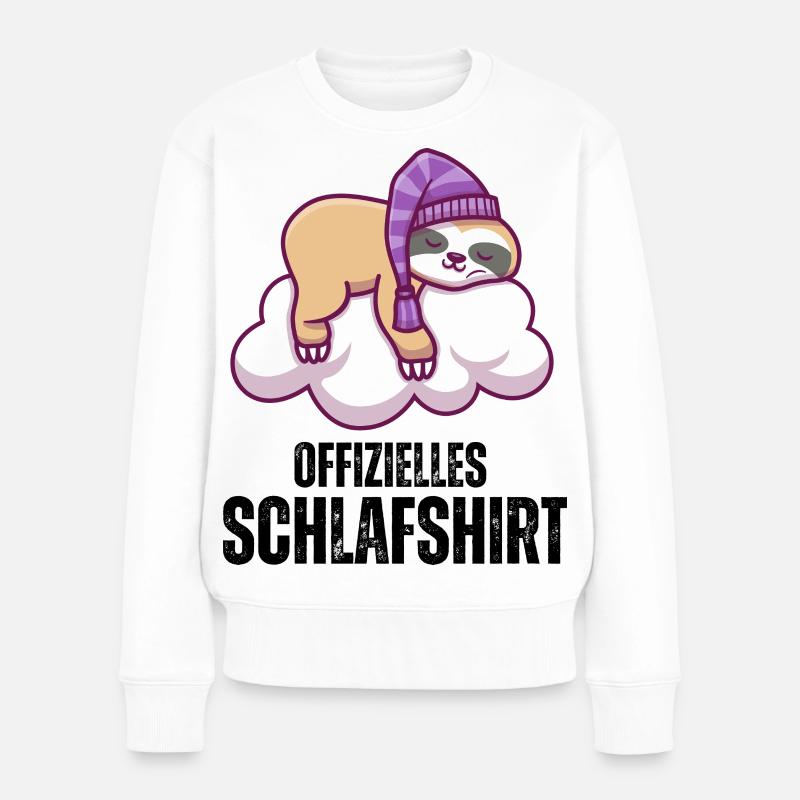 Schlafendes Faultier auf Wolke mit Mütze - Frauen Premium Bio Pullover - Weiß