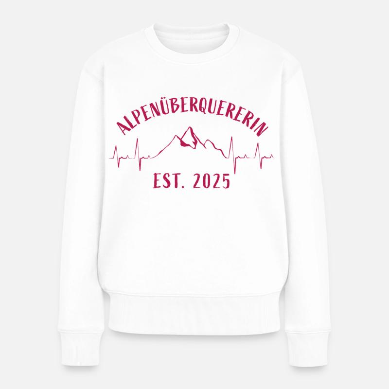 Alpenüberquererin 2025 - Alpenüberquerung Frau - Frauen Premium Bio Pullover - Weiß