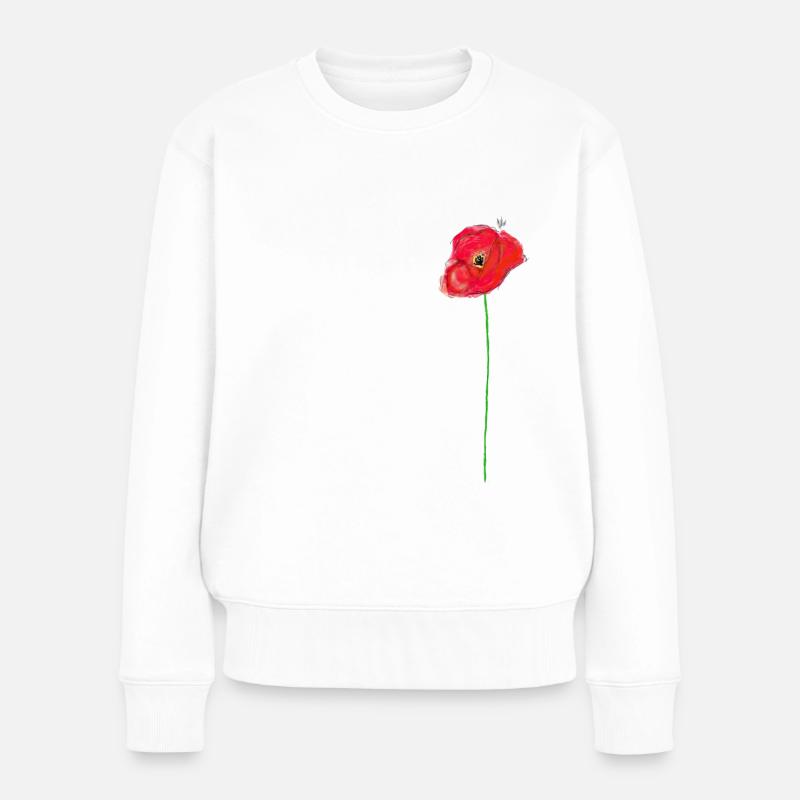 Mohnblumen malen - Frauen Premium Bio Pullover - Weiß