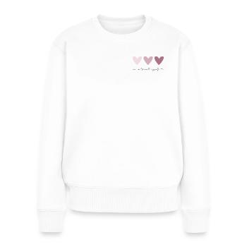 In love with myself - Rosa Herzen - Frauen Premium Bio Pullover - Weiß - Vorne - Julia (174cm)