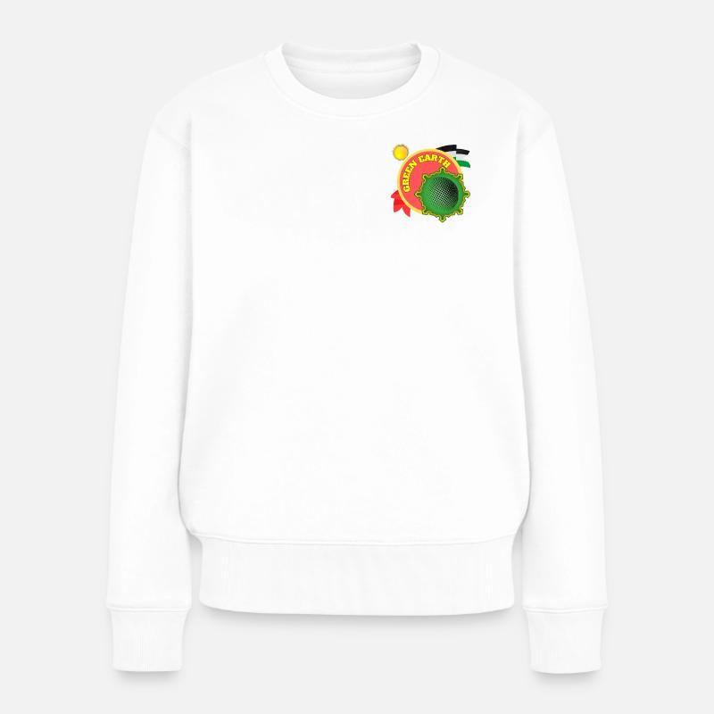 Grüne Erde - Frauen Premium Bio Pullover - Weiß