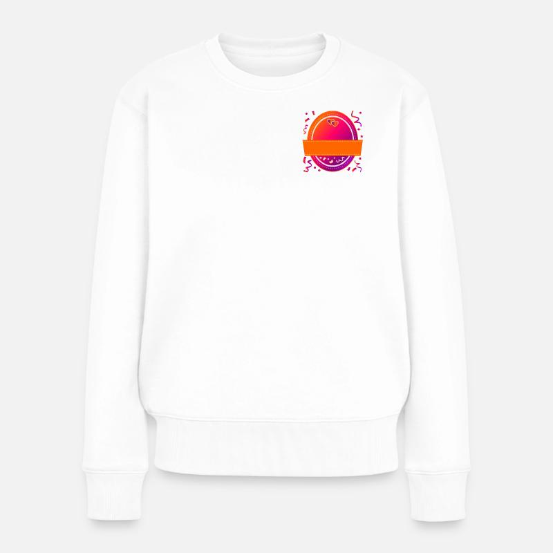 NAMENSSCHILD SELBST GESTALTEN - Frauen Premium Bio Pullover - Weiß