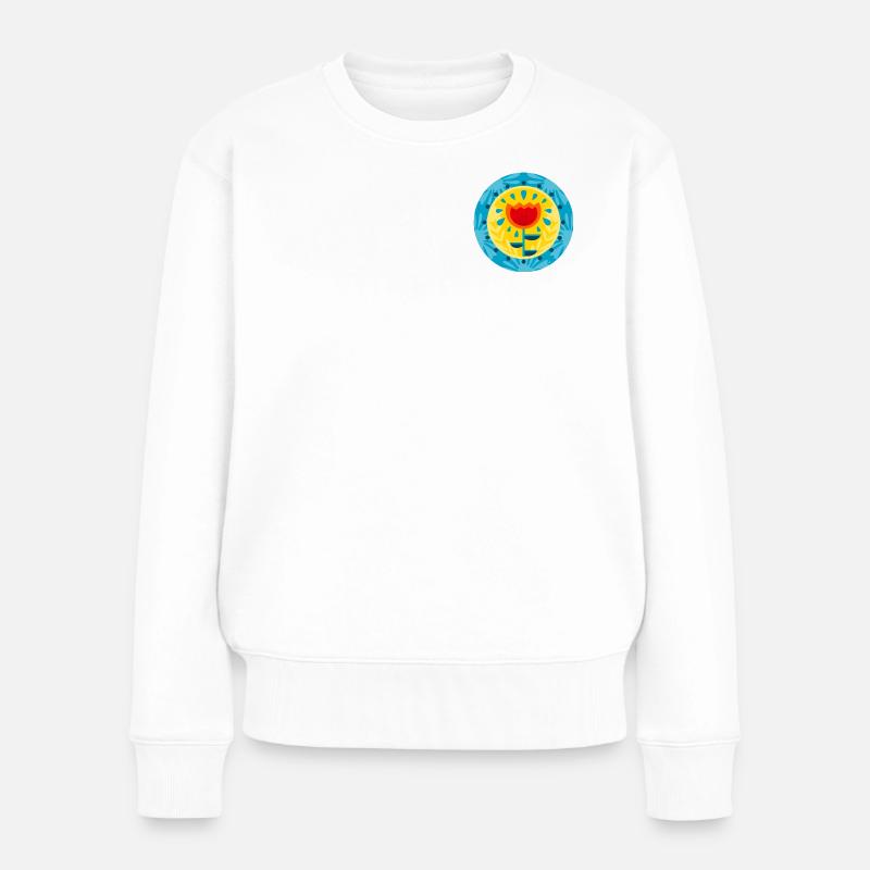 POP BLUME - Frauen Premium Bio Pullover - Weiß