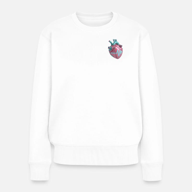 Neon-Herzschlag-Maschine - Frauen Premium Bio Pullover - Weiß