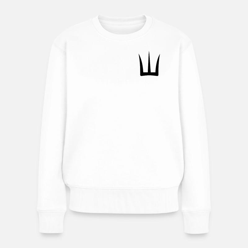 Schwarzer Dreizack - Frauen Premium Bio Pullover - Weiß