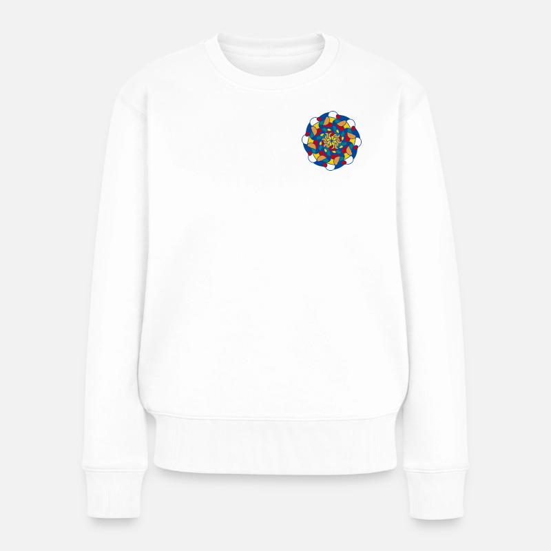 Mandala éclatant kaleidoscope - Pull Premium bio Femme - blanc