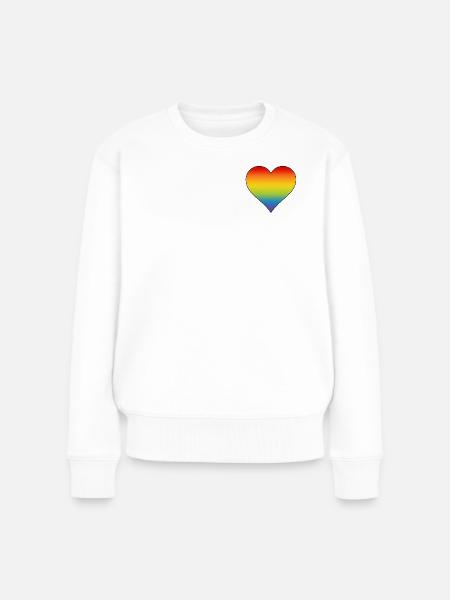 Regenbogen Herz  - Frauen Premium Bio Pullover - Weiß
