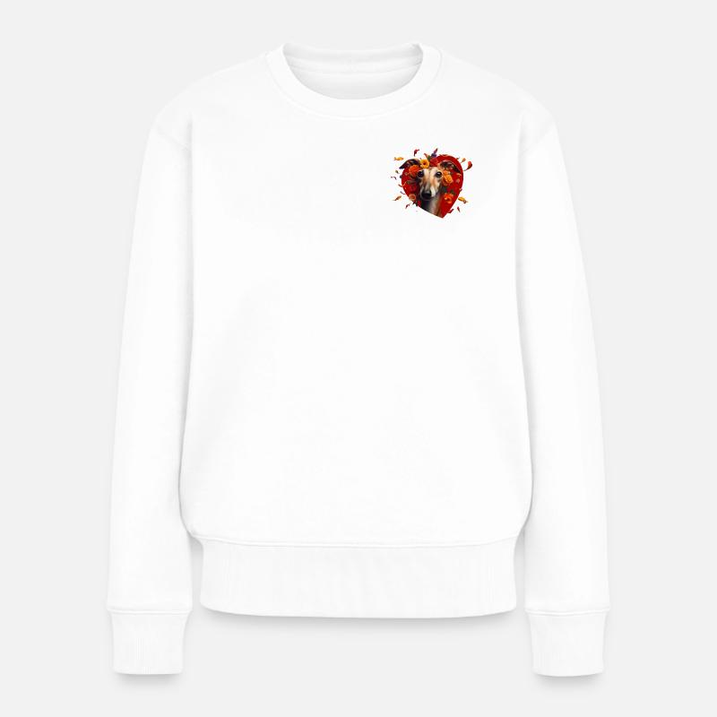 Galgo Mi Amor - Herzblumen Galgoportrait - Frauen Premium Bio Pullover - Weiß