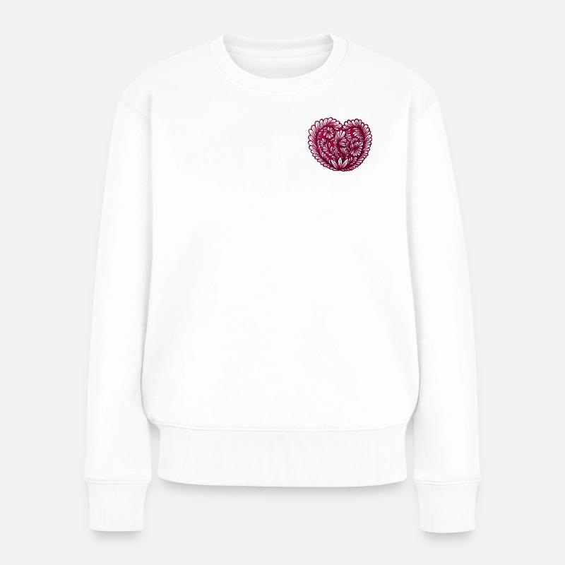 Ein Design, das verbindet – von Hand gemalt! - Frauen Premium Bio Pullover - Weiß
