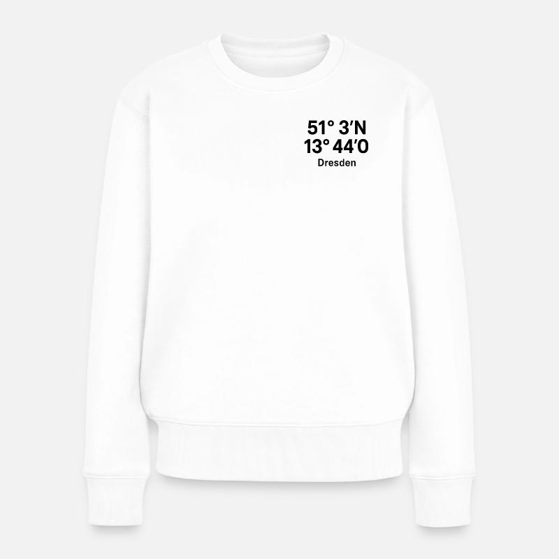 Dresden Koordinaten Design - Frauen Premium Bio Pullover - Weiß