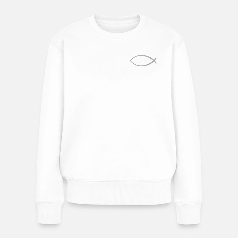 Ichtus poisson argent - Pull Premium bio Femme - blanc