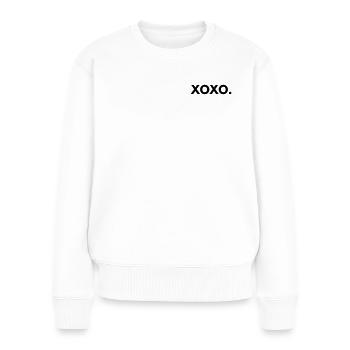 XOXO – Minimalist Bold Font Design - Women's Premium Organic Jumper - white - Front - Julia (174cm)