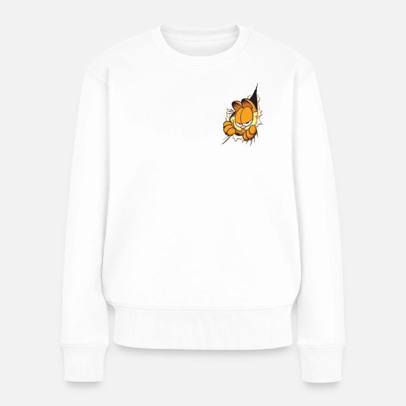 Garfield Hier Ist Garfield - Frauen Premium Bio Pullover - Weiß