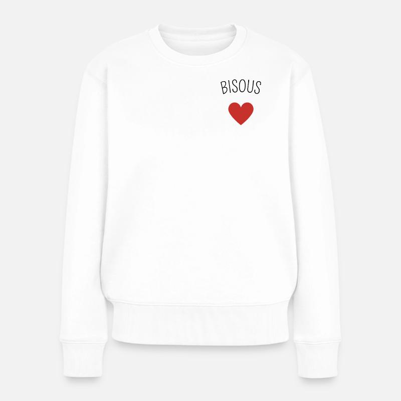 Bisous coeur - Pull Premium bio Femme - blanc