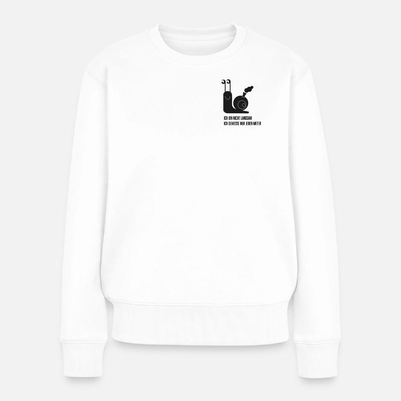 Escargot avec une drôle de phrase - Pull Premium bio Femme - blanc