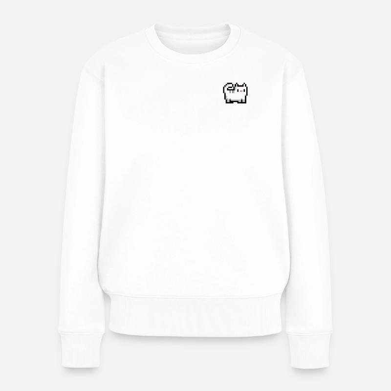 Retro Katze - Frauen Premium Bio Pullover - Weiß