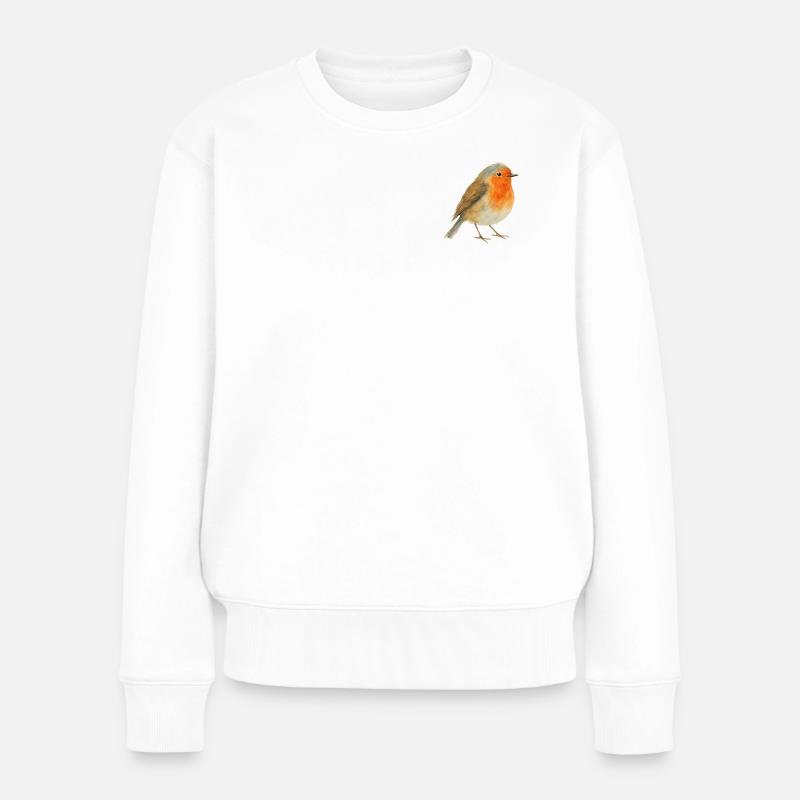 Robin aquarelle - Pull Premium bio Femme - blanc