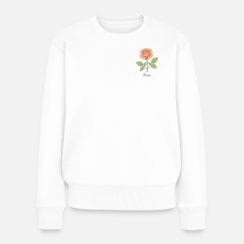 Vintage Rose - Frauen Premium Bio Pullover - Weiß