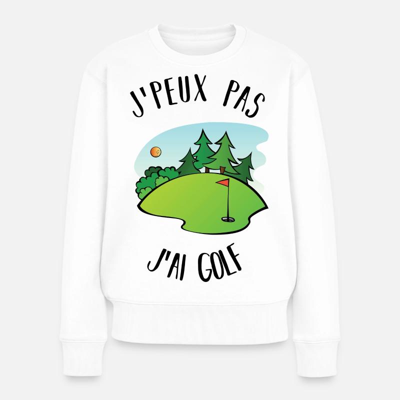 Ich kann nicht Golf spielen - Frauen Premium Bio Pullover - Weiß