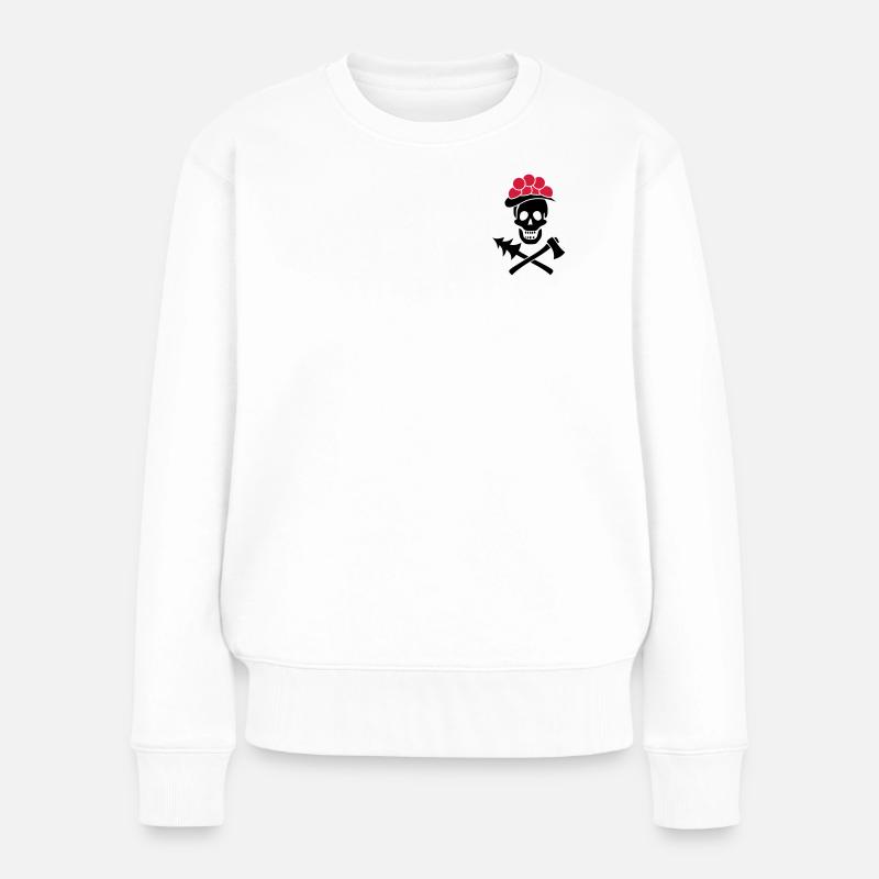 Schwarzwald Totenkopf Bollenhut Axt - Pure Heimat - Frauen Premium Bio Pullover - Weiß