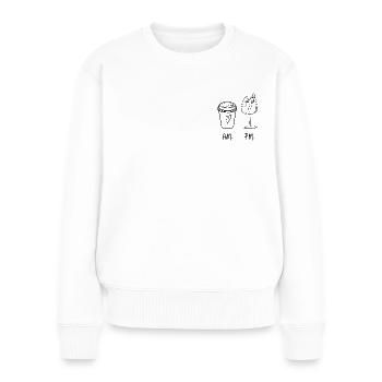 Kaffee a.m., spritzig p.m. - Frauen Premium Bio Pullover - Weiß - Vorne - Julia (174cm)