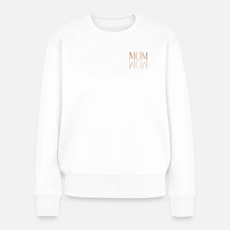 Mom wow rosegold - Frauen Premium Bio Pullover - Weiß