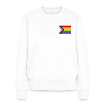 LGBT Pride Flag / New Rainbow Progress Flag - Women's Premium Organic Jumper - white - Front - Julia (174cm)