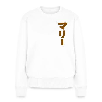 Marie (Auf Japanisch) - Frauen Premium Bio Pullover - Weiß - Vorne - Julia (174cm)