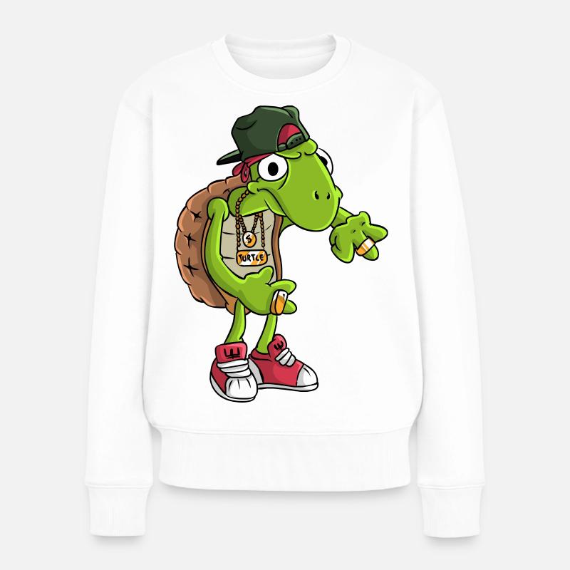 Hip-Hop Schildkröte - Frauen Premium Bio Pullover - Weiß