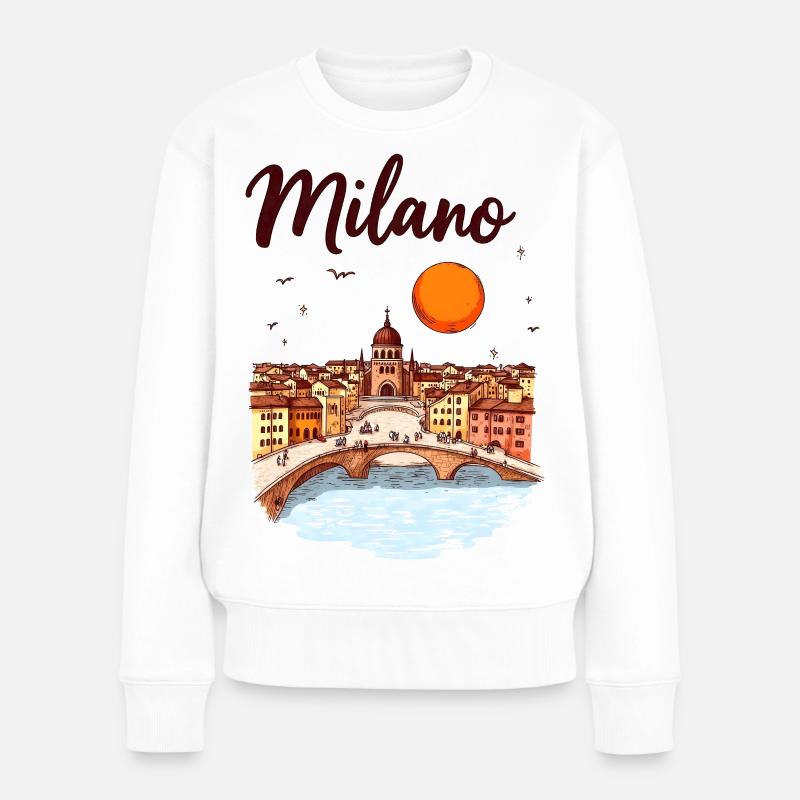 Milan Skyline – la métropole italienne de la mode et du design - Pull Premium bio Femme - blanc