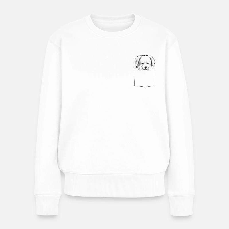 Welpe Welpen Hund Tasche - Frauen Premium Bio Pullover - Weiß
