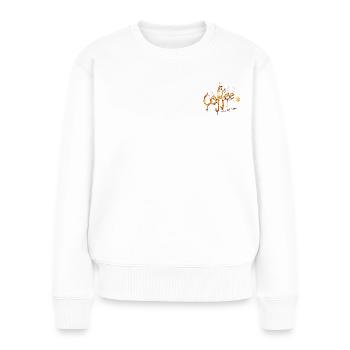 Kaffee macht das Leben besser für Kaffeeliebhaber - Frauen Premium Bio Pullover - Weiß - Vorne - Julia (174cm)