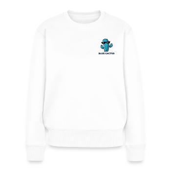 Blue Cactus Thug - Drücke deine Coolness aus! - Frauen Premium Bio Pullover - Weiß - Vorne - Julia (174cm)