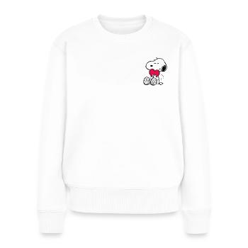 Peanuts Snoopy mit Herz - Frauen Premium Bio Pullover - Weiß - Vorne - Julia (174cm)