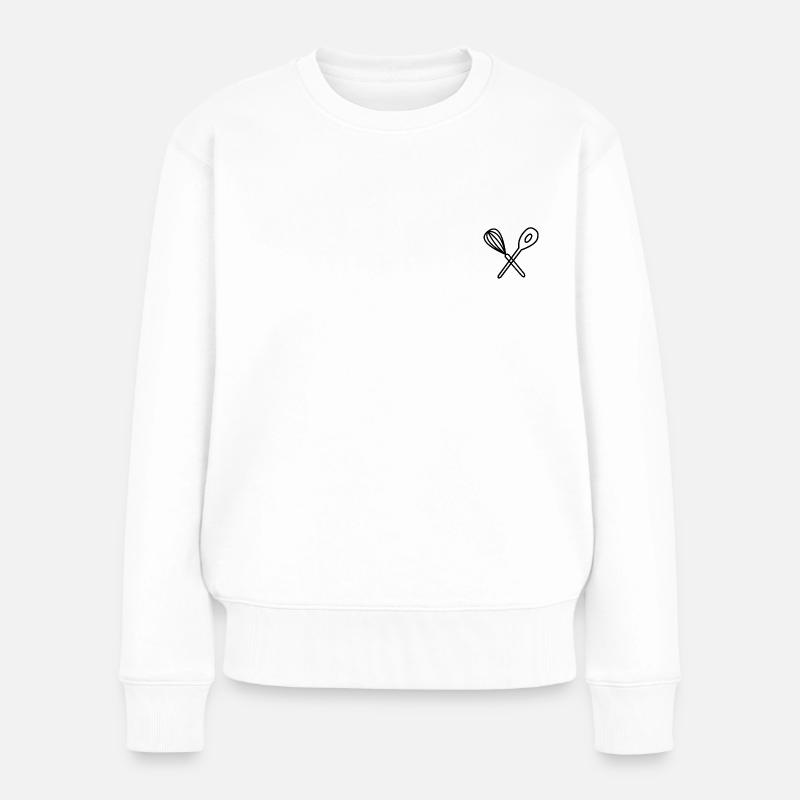 Kochlöffel kochen backen - Frauen Premium Bio Pullover - Weiß