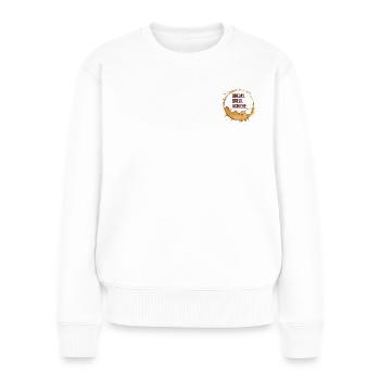 Träume, braue Kaffee, erreiche Ziele - Kaffeefleck - Frauen Premium Bio Pullover - Weiß - Vorne - Julia (174cm)