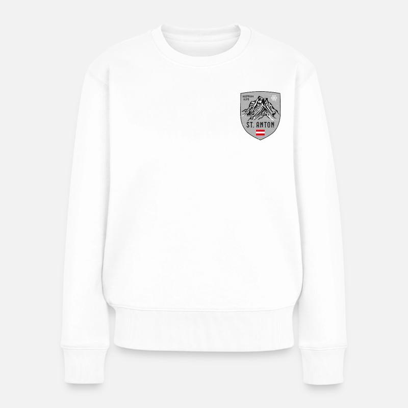 St. Anton Patteriol Österreich Wappen - Frauen Premium Bio Pullover - Weiß