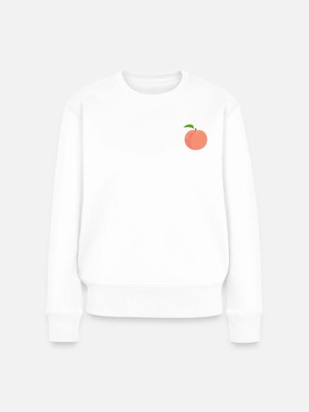Pfirsich - Frauen Premium Bio Pullover - Weiß